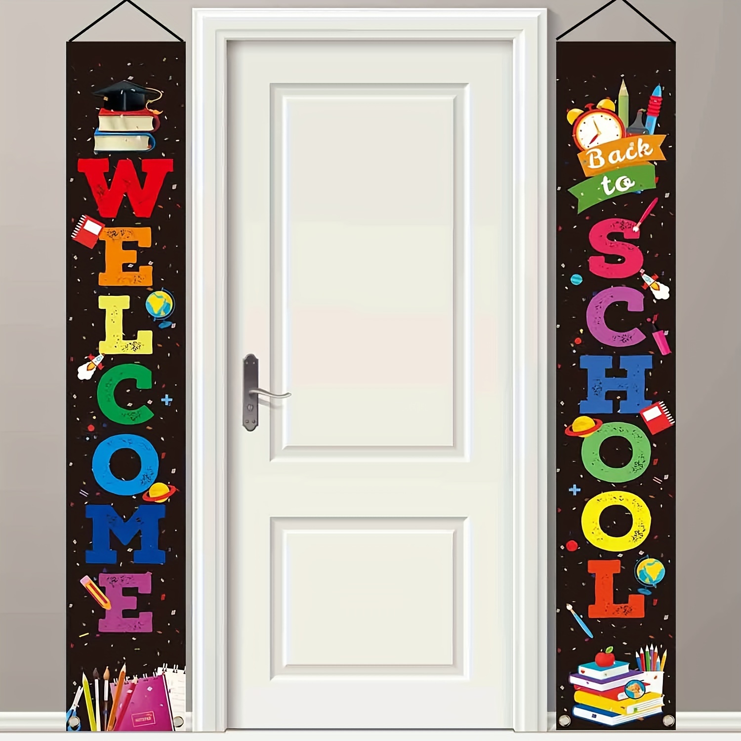 

1/2 Pairs, Back To School Welcome Banners - Porch Sign Banners, Classroom Decorations, Back To School Party Celebration Supplies, Durable Hanging Flags For Classroom & Entryway