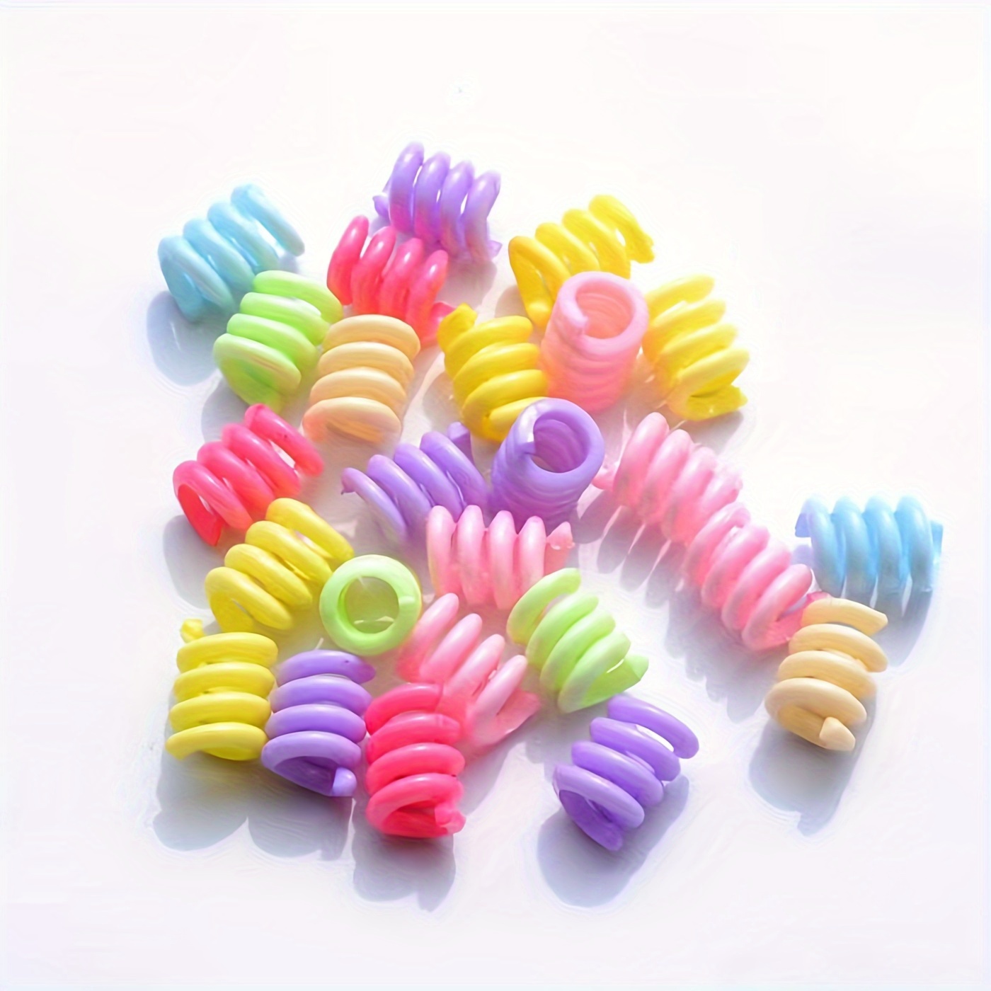 TEMU Perles décoratives pour cheveux, mini- mélangées colorées en acrylique de 18 mm de long, cercle de cheveux, dreadlocks, fournitures décoratives,