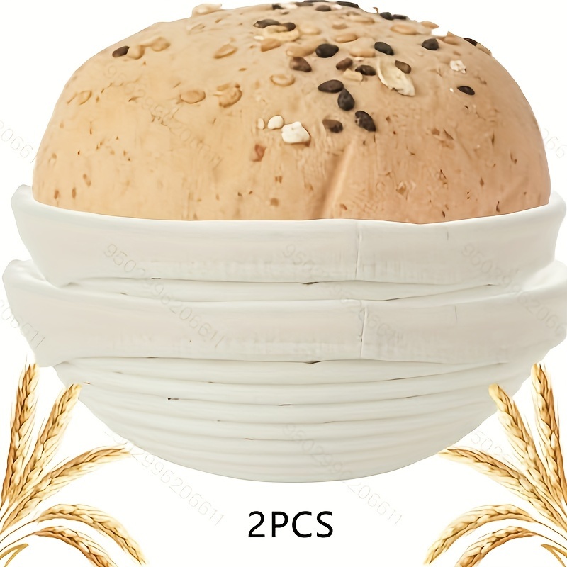 2pcs modern round bread proofing basket set with liner rattan   basket kit for artisan sourdough bread baking non stick fermentation basket for home bakers bread making details 6