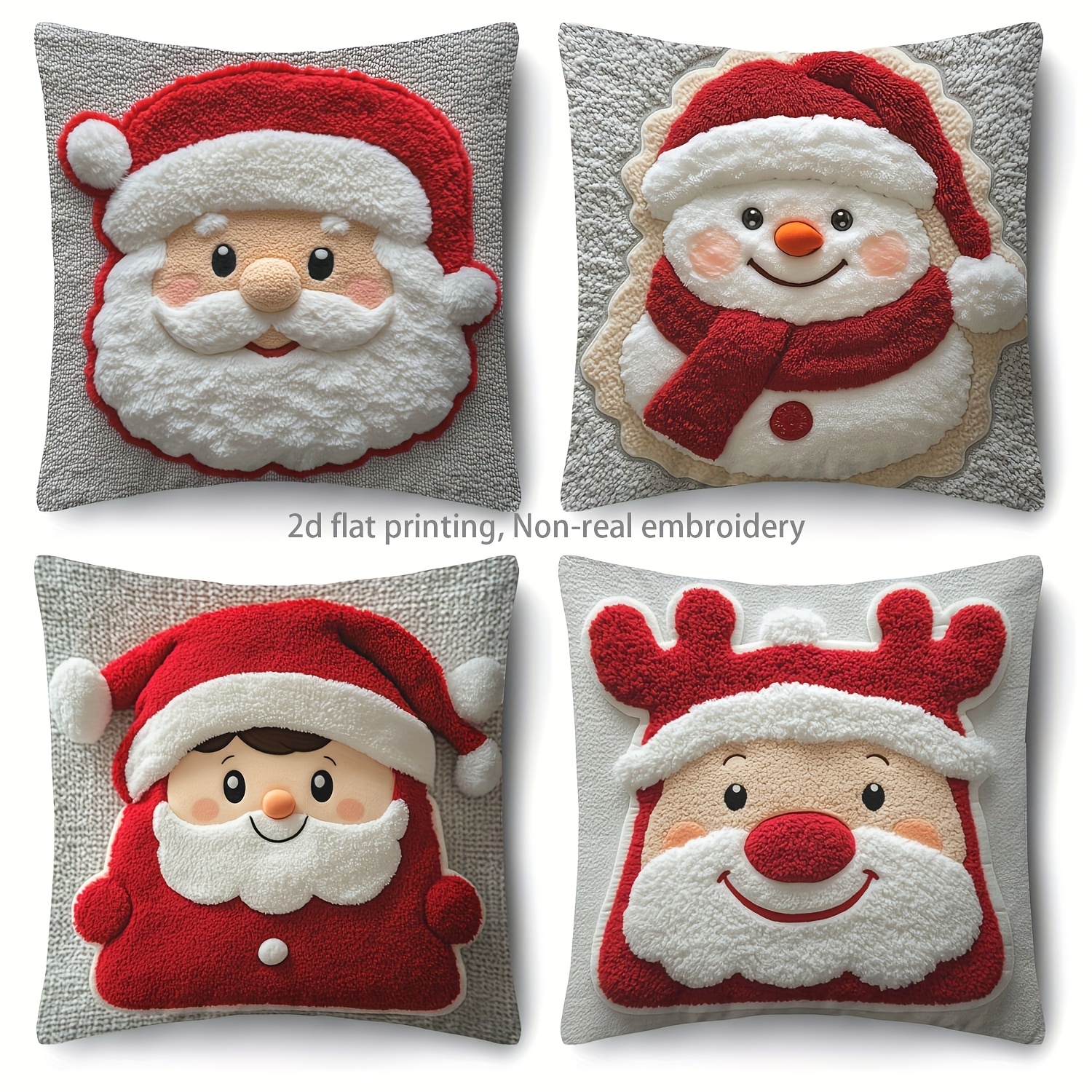 4pcs holiday christmas pillowcase   santa claus snowman and   design single sided printing pattern 17 72 x 17 72 inches polyester pillowcase with zipper suitable for home office and living room decoration machine washable Product details 0