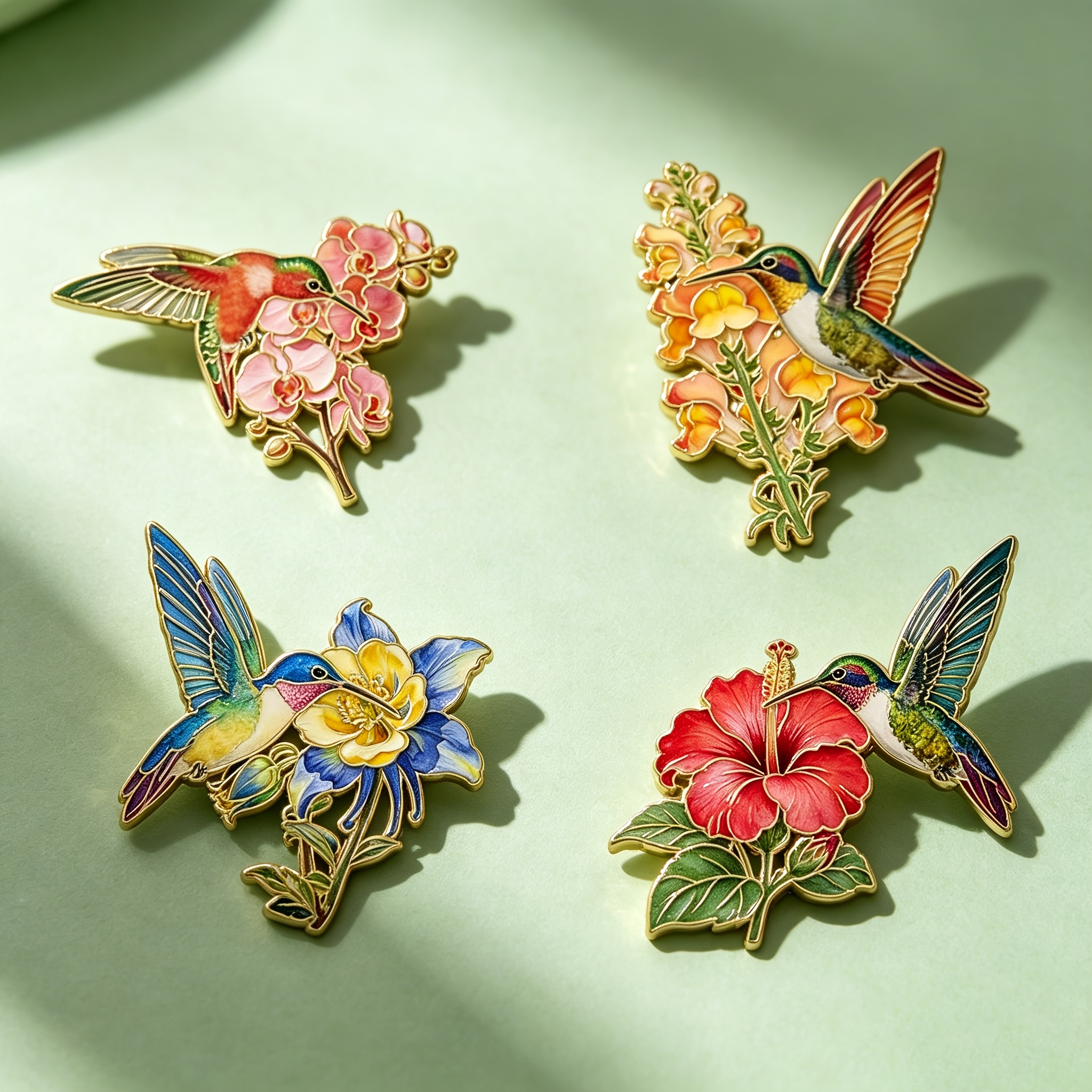 TEMU Ensemble de 4 broches en émail colorées avec motif de et de fleurs, épingles florales élégantes, parfaites pour les manteaux et les écharpes,