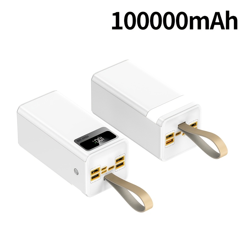TEMU 100000mah Large Capacity Power Bank, 66w Fast Charging, Can Charge Multiple Devices Simultaneously, Equipped With Led Display And Flashlight,