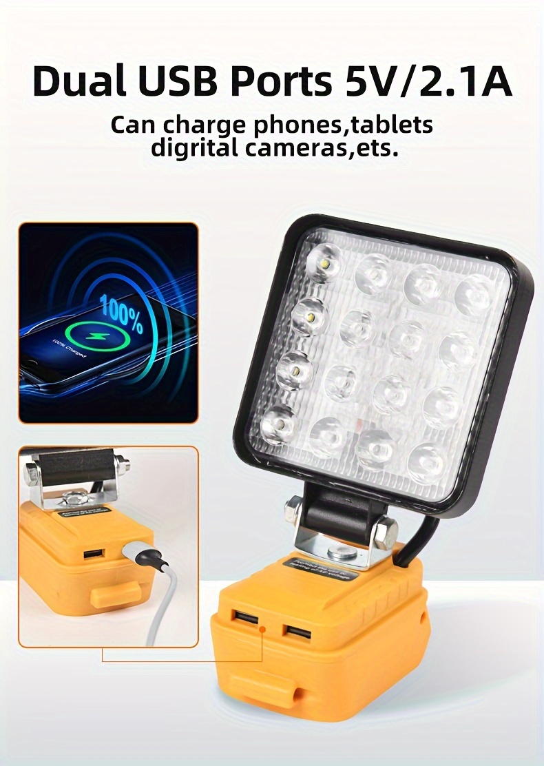 Cordless 20V Max LED Work Light For Dewalt 20v Battery, 78W 7800LM