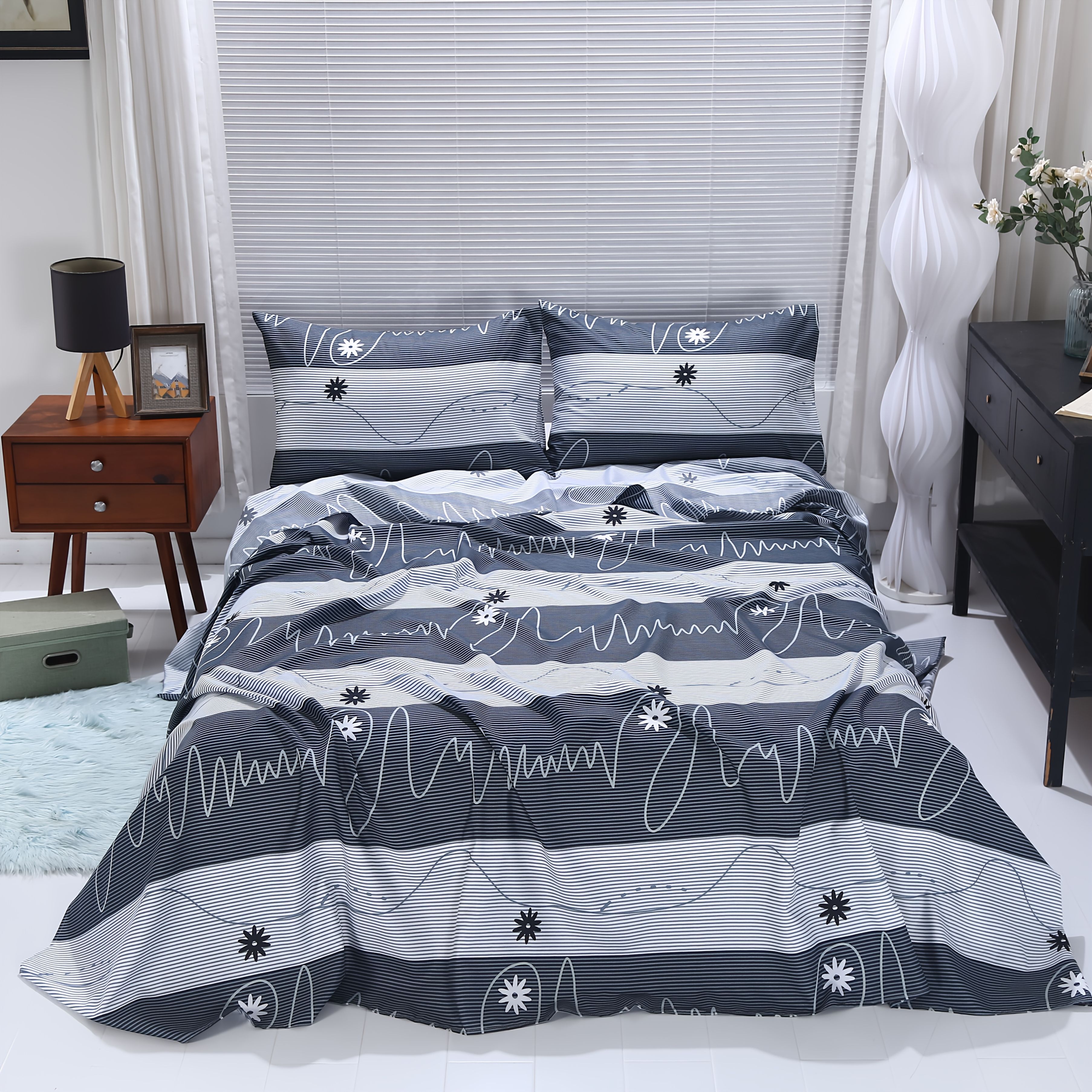 TEMU 3pcs Modern Minimalist Style Rv Single Bed Double Bed Sheet Set (1 Bed Sheet + Pocket Pillowcases) Bedding Full Size Bed Sheet Set Soft And