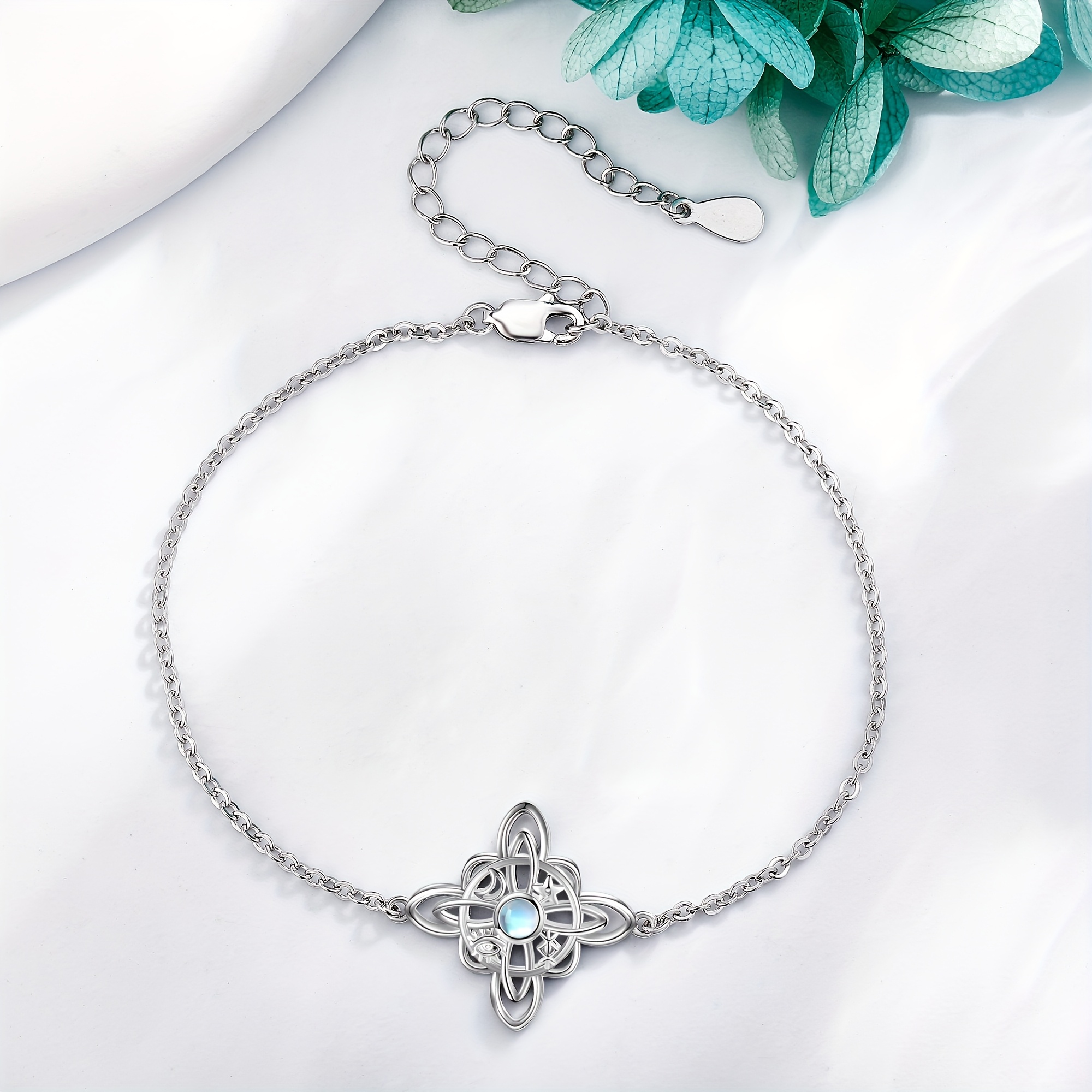 Witch Knot Bracelet 925 Sterling Silver Moonstone Ladies Gift