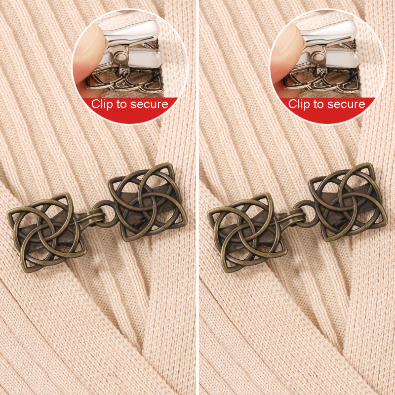 TEMU 2/3 Sets de pinces à pull carrées vintage, pinces à châle vintage, boutons de col cardigan, fermoirs à châle, pinces à chemise de tous