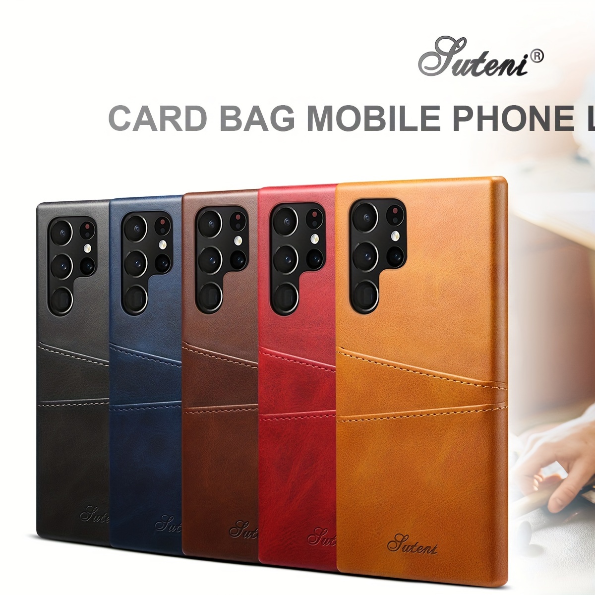 faux leather four color card holder pluggable card phone case suitable for samsung all inclusive protective case creative simple niche phone case for iphone galaxy s24 plus ultra details 1