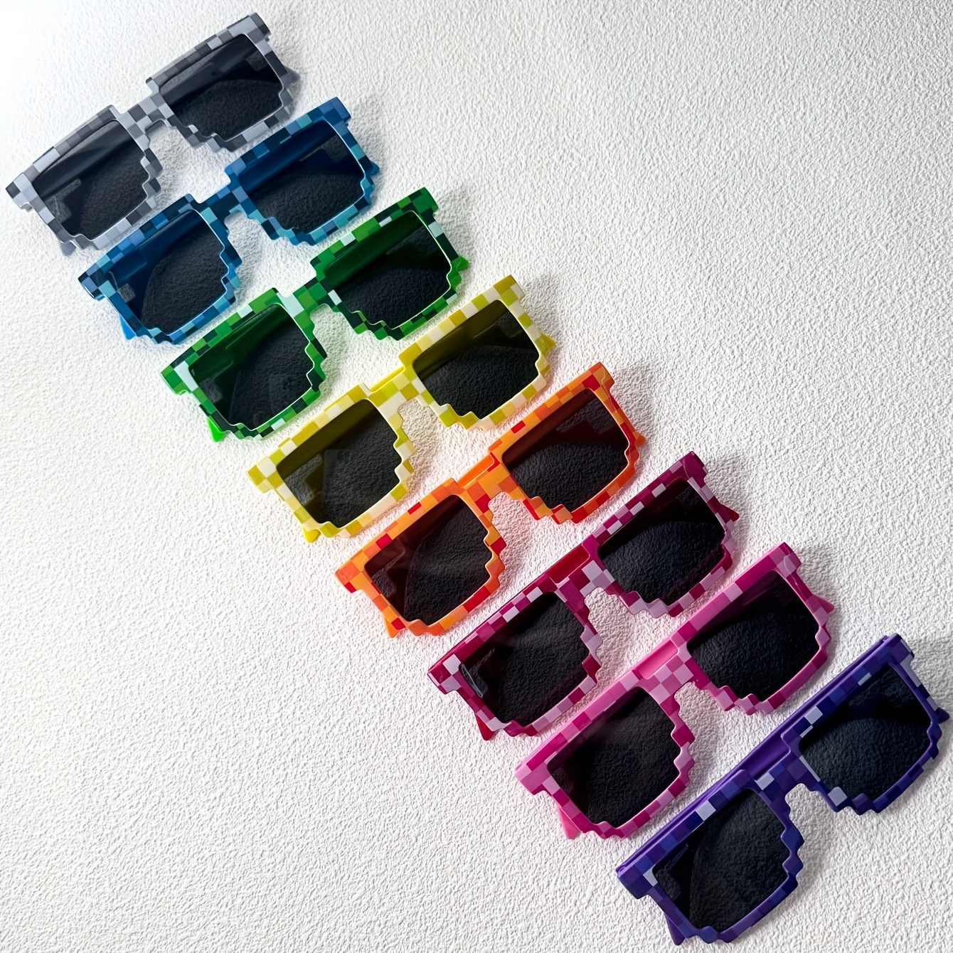 

8 Pcs Multicolor Square Glasses For Women And Men, Fashion Pc Frame And Lens, Perfect For Parties And Festivals