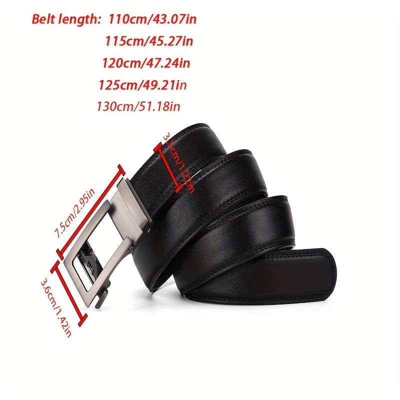 Men's Sleek Gray Leather Belt with Automatic Buckle