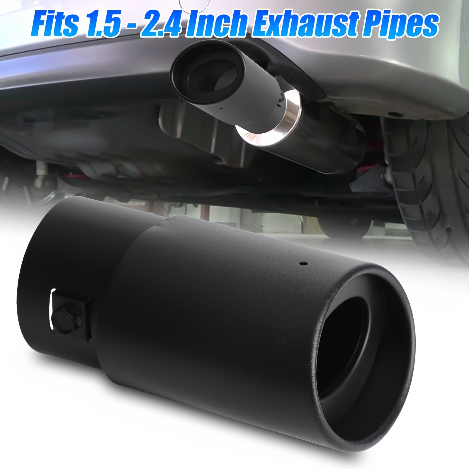 TEMU 1pc Stainless Exhaust Tail Pipe Tip - Fit 1. 5"-2. 4" Rear Throat Liner, Enhances Performance & Sound, For Most Vehicles, Perfect Gift For Car Enthusiasts & Diyers