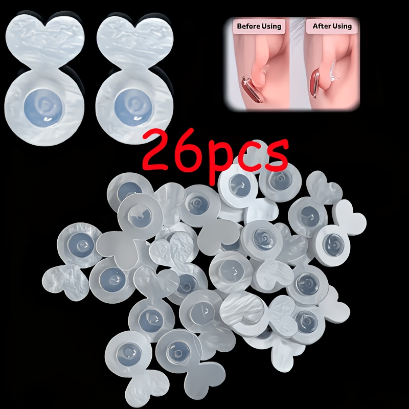 TEMU Set di supporti per orecchini invisibili da 26 pezzi, set stabilizzatore anti-cedimento, design a cuore, supporto invisibile per orecchini, per