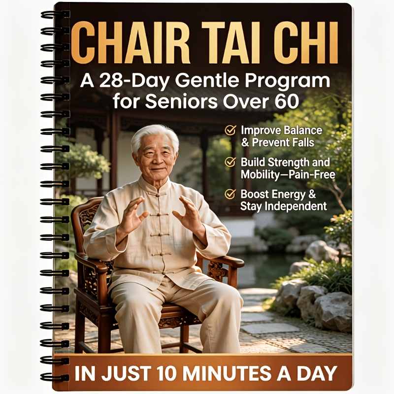 TEMU Guide du mouvement de Tai Chi pour chaise pour les seniors de 60 ans et plus : Programme d'exercice de , 10 minutes, fitness assis à faible