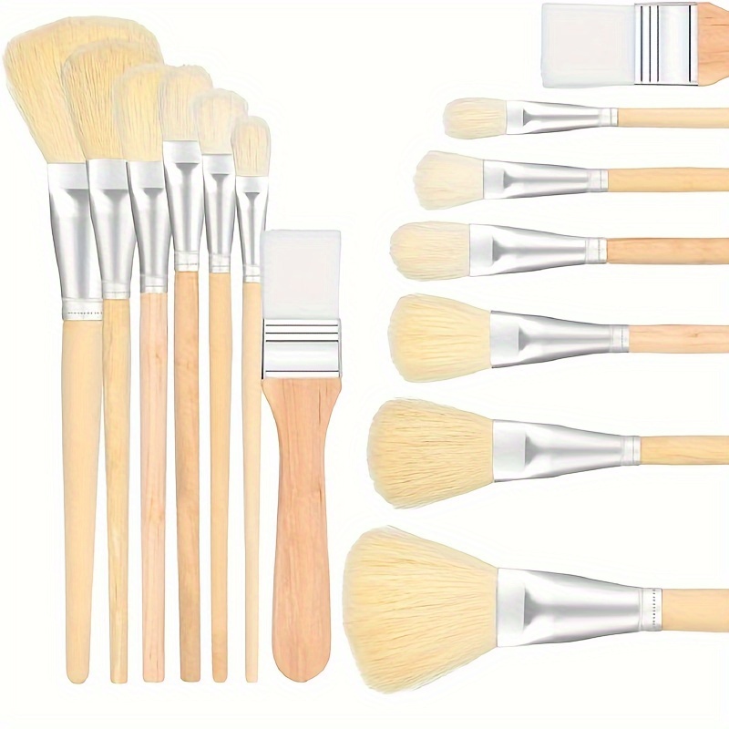 

7-piece Artist Mop Brush Set For Acrylic, Watercolor & Oil Painting - Wooden Handle, Goat Hair Bristle, Premium Tube Blending Brushes For Canvas, Face & Body Art