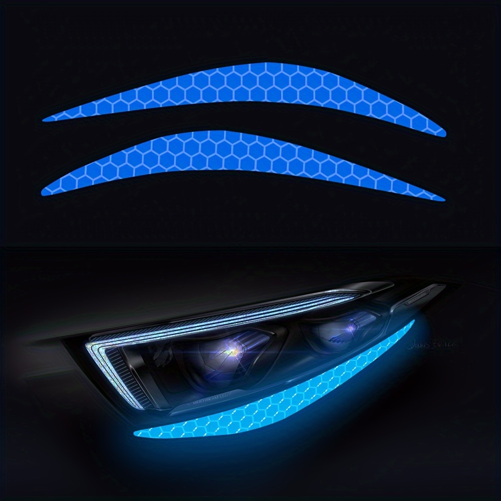 

2pcs/1pair Car Headlight Eyebrow Reflective Car For Car Decoration Driving Reflective Strip Diy Car Decoration Accessories