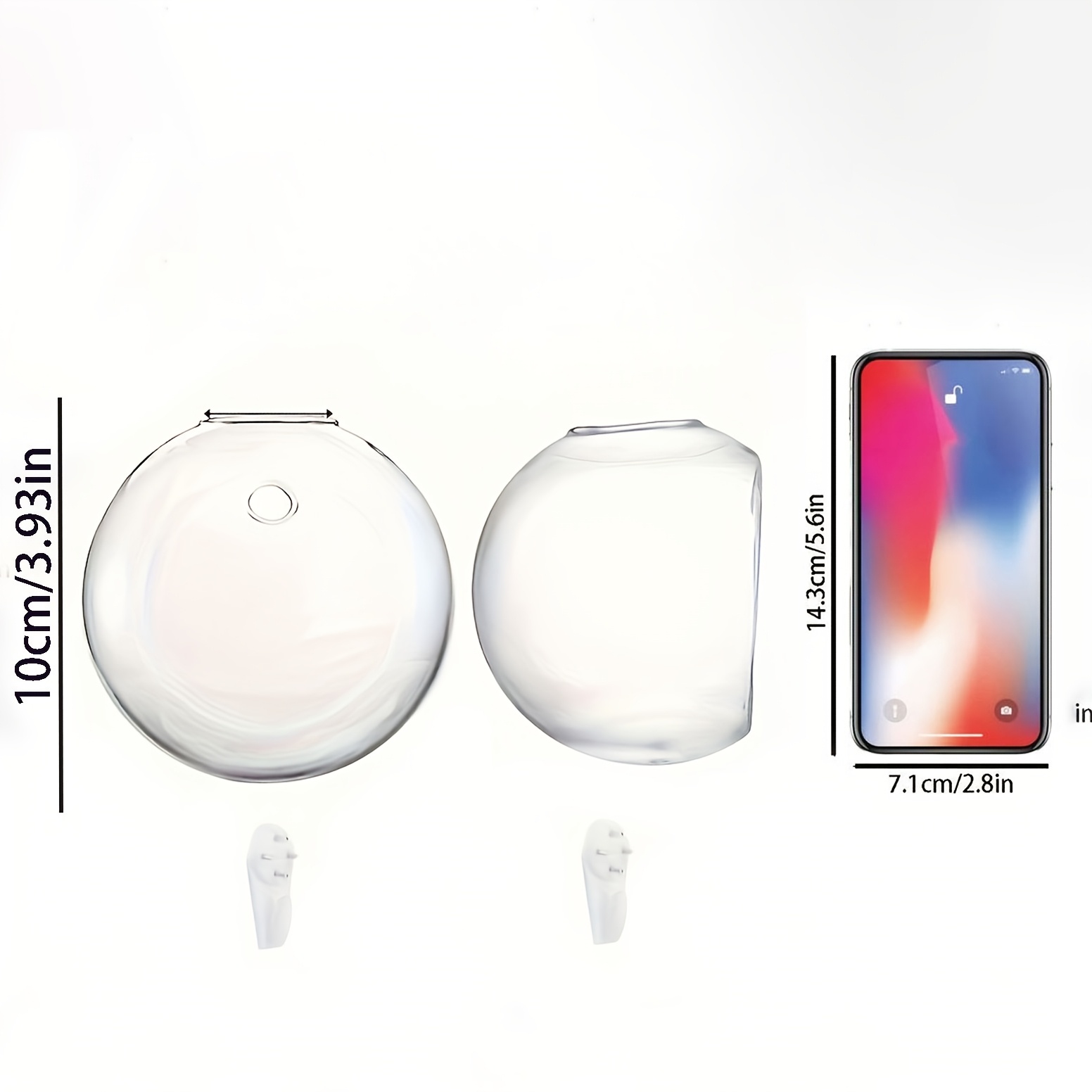 TEMU 2pcs/set Wall-mounted Hydroponic Glass Vases, Practical And Decorative Wall Containers, With Hanging Holes, Suitable For Hydroponic Greenery,
