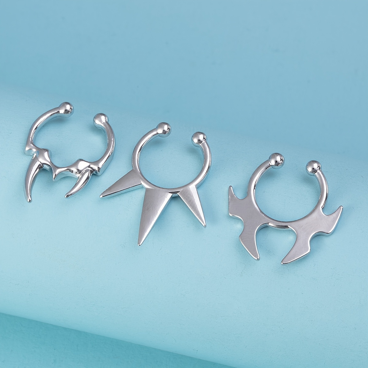 Unisex 2/3pcs Stainless Steel Horseshoe Nose Ring Set