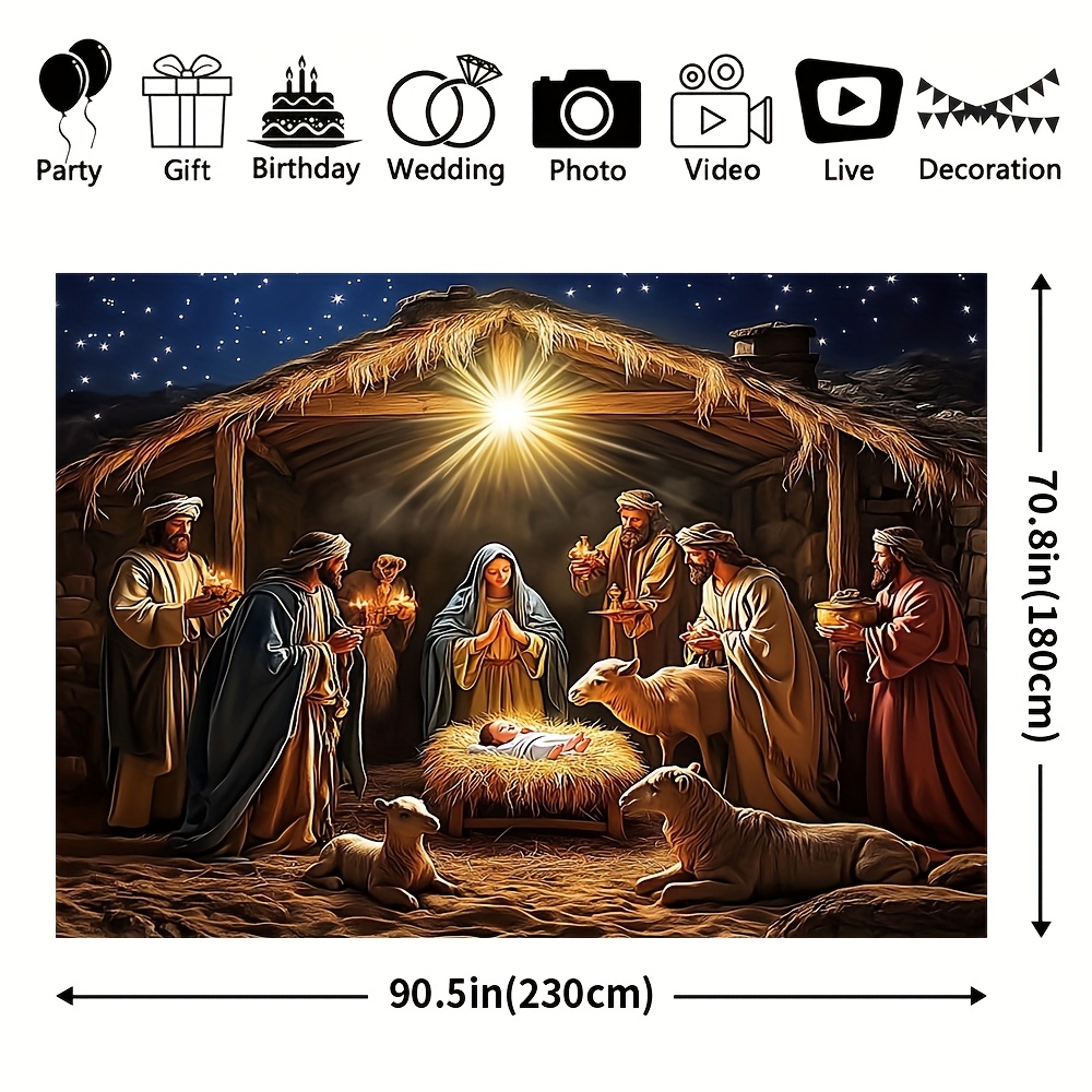 TEMU Merry Christmas Banner - 70.8x90.5in, Polyester, Holiday & Birthday Decorations, Carnival Themes, Christmas Decor