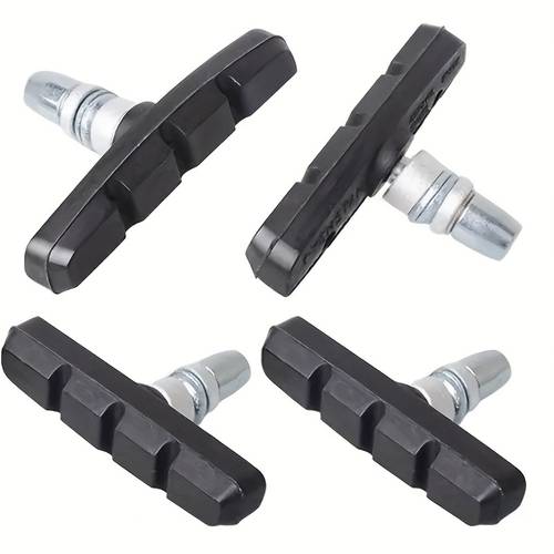 4pcs black v brake pads for mountain bikes quiet durable rubber pads with screws for smooth braking brake upgrade sleek durable rubber pads