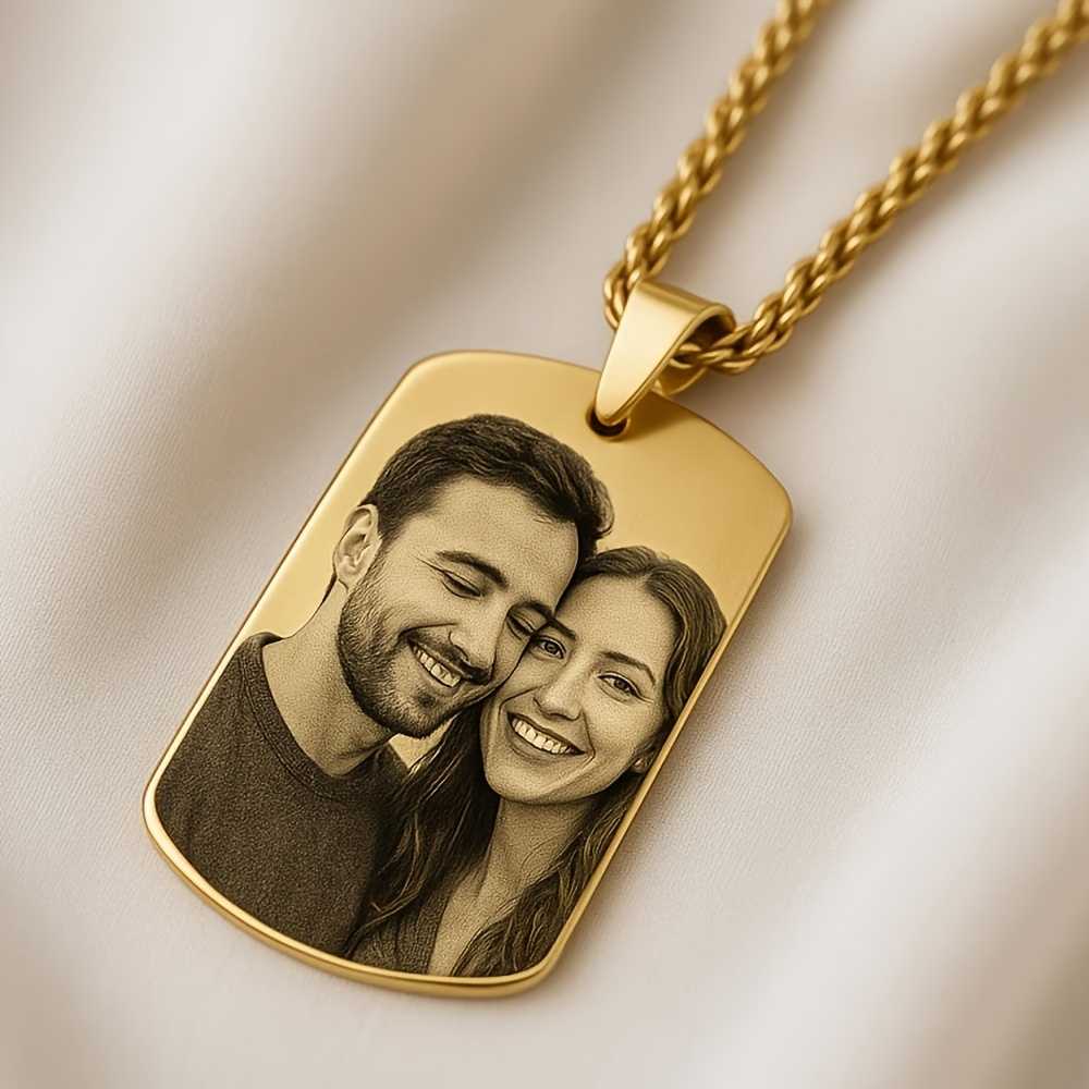 TEMU Collar minimalista personalizado para hombre con imagen y a medida. Puedes elegir la imagen que quieras, lo que lo convierte en un regalo único