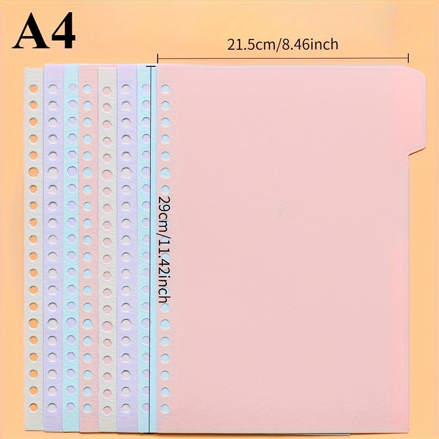 8pcs Colorful Plastic Binder   with Perforated Pages - Assorted Colors (Pink, Blue, Green, Yellow, Orange) for Notebooks, Scrapbooking, School & Office Supplies, Durable Plastic Organizer for Notes, Photos, and Documents, Notebook Accessories, Scrapbooking Essentials, Vibrant Color Options, Easyperforated Pages, Easypegregate Flaps, Document Storage, Durable Plastic Dividers, Documentation Tools, Transparent Holders, Binders (Not Included) - Office, Organizers | Durable