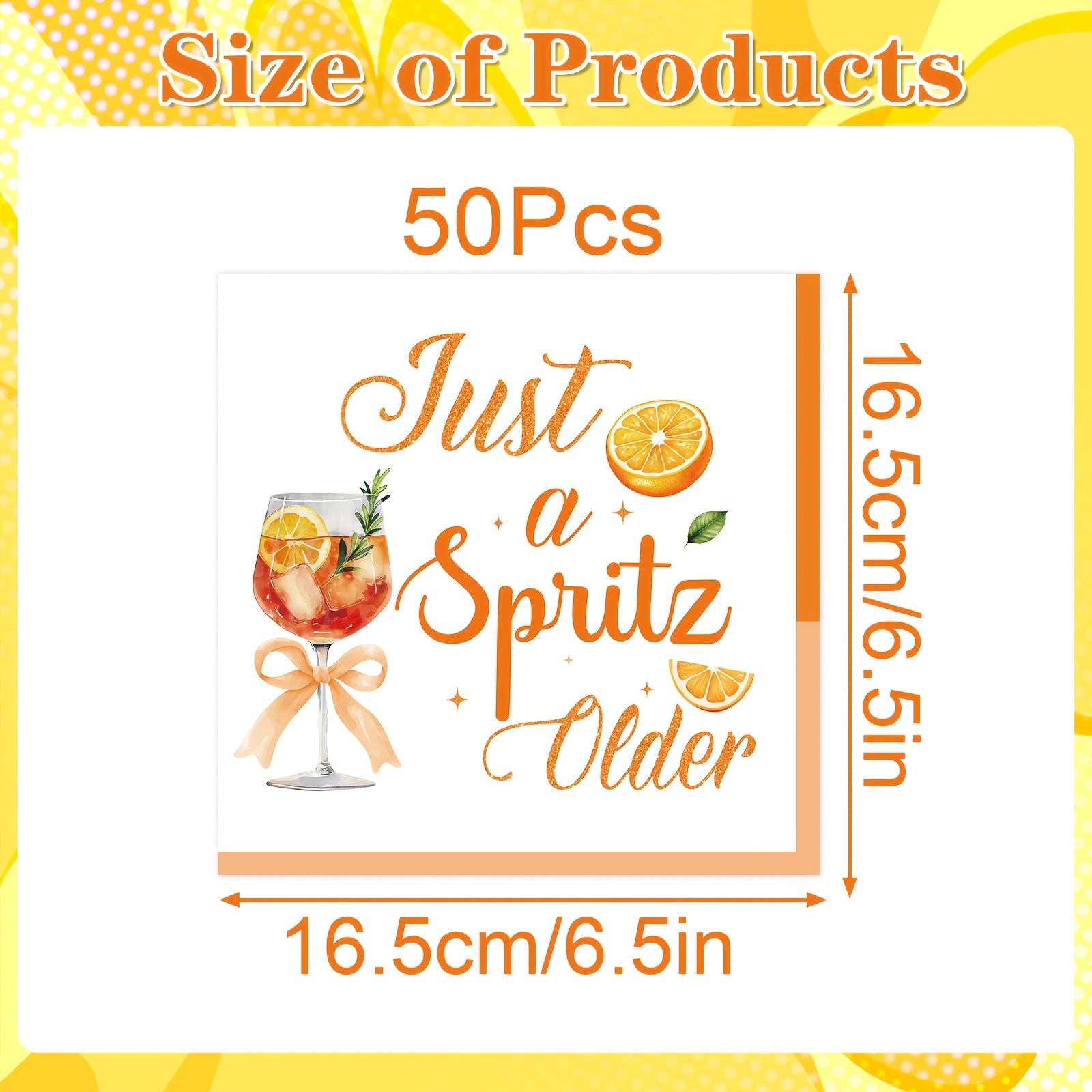 E-shop 50 Servietten mit -Motiv für Geburtstagsfeiern, mit orangefarbenen und Zitronen-Designs für Cocktail-Partys