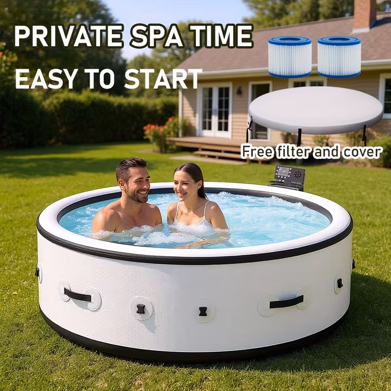 outdoor spa for , foldable tub with adjustable heating, mood lights and insulated cover, built in filtration system for relaxation, recovery and backyard Product details 5