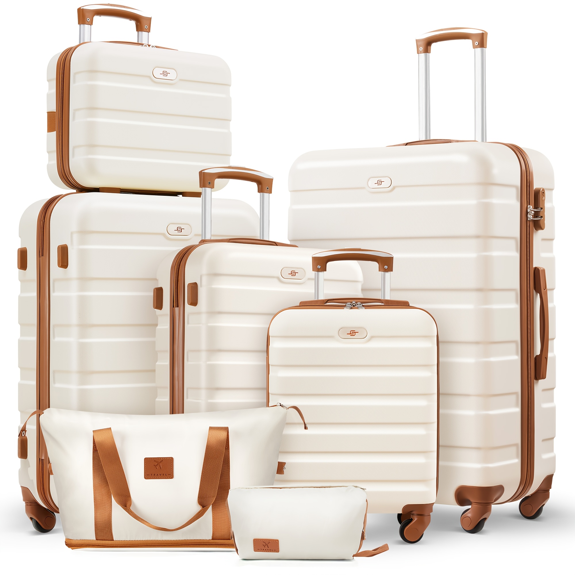 TEMU Lightweight 7pcs Luggage Sets, 13/16/20/24/28 Inch Suitcase With Travel Duffle Bag Sets, Carry-on And Checked Luggage Sets