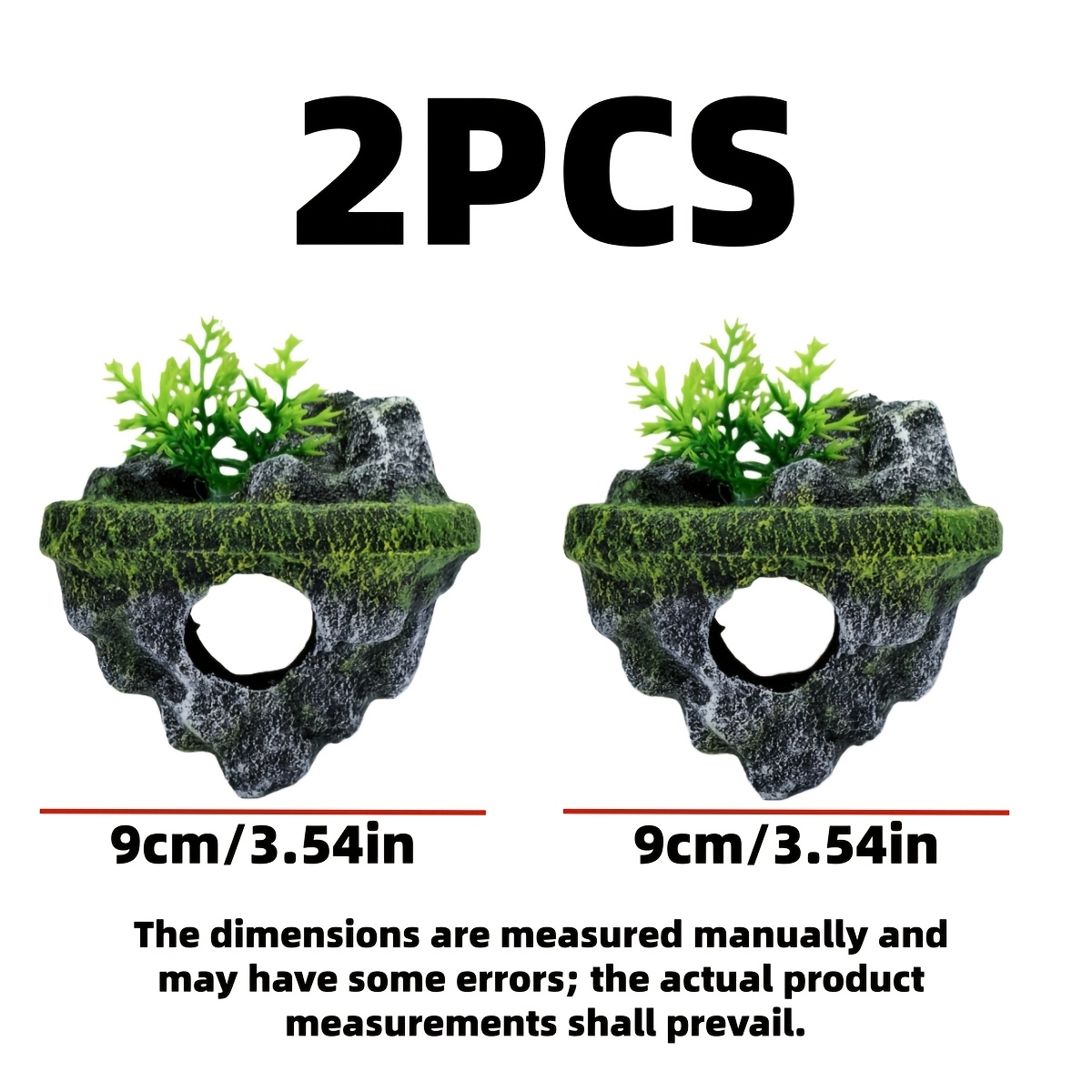 TEMU 2pcs Aquarium With Artificial Green Plant Design, Perfect For Fish And Shrimp To Hide And Play, Suitable For Aquarium Habitat Landscaping And Decorative Additions, Essential For Aquarists
