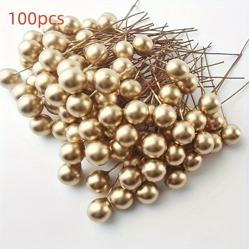 Image of Pcs Artificial Artificial Fruits Mini 10 Mm Fake Berry On Wire For Christmas Tree Decorations Wreath Garland Holiday Ornament Diy Craft Use