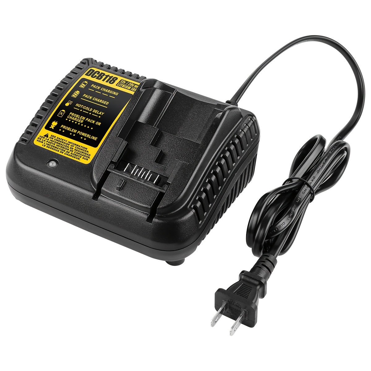 TEMU Chargeur de remplacement pour batteries lithium for Dewalt 12V-20V MAX, compatible avec DCB200, DCB201, DCB207