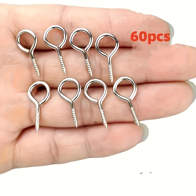 TEMU Stainless Steel Hooks, Stylish Wall Hanging Ring Bolts, Suitable For , Photos, Clay, And Resin Pendants, With A Polished Surface, Heavy-duty,