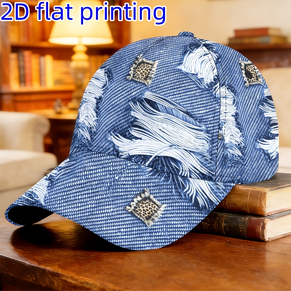 TEMU 2d Flat-1pc Baseball Cap Dad Hat Street Style Casual Wear Gift For Mom Cab Driver Cap Urban Fashion Wedding Gift Packable Full Print Pattern