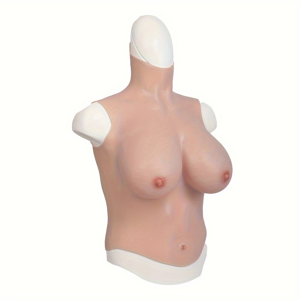 Silicone Breastplate Half Bodysuit with Sleeve D Cup Breast Forms
