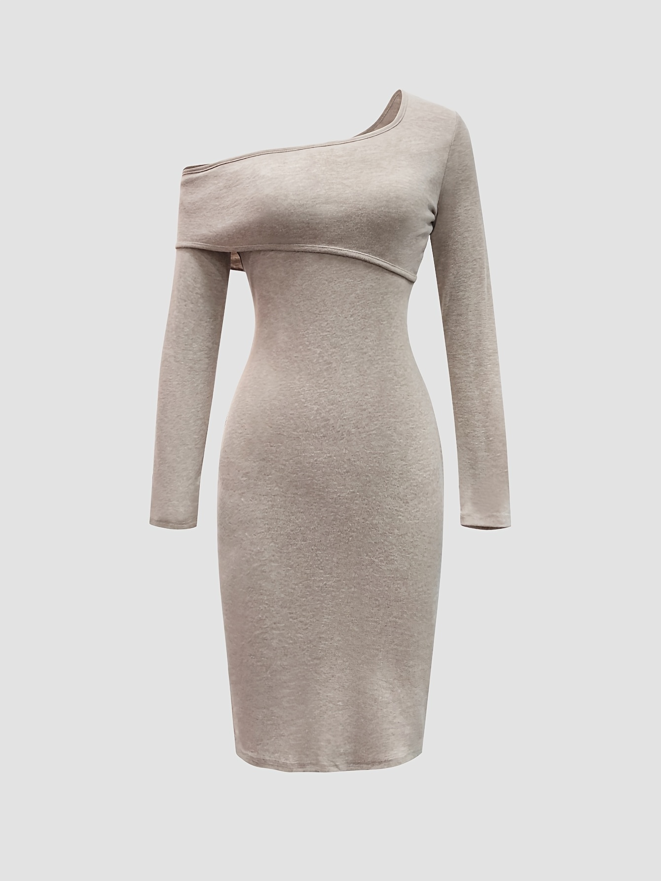 women's asymmetrical cross-slit dress with off-shoulder neckline - long  sleeve fit summer casual dress, solid color silhouette for warm weather,  quality fabric fashion - women's clothing