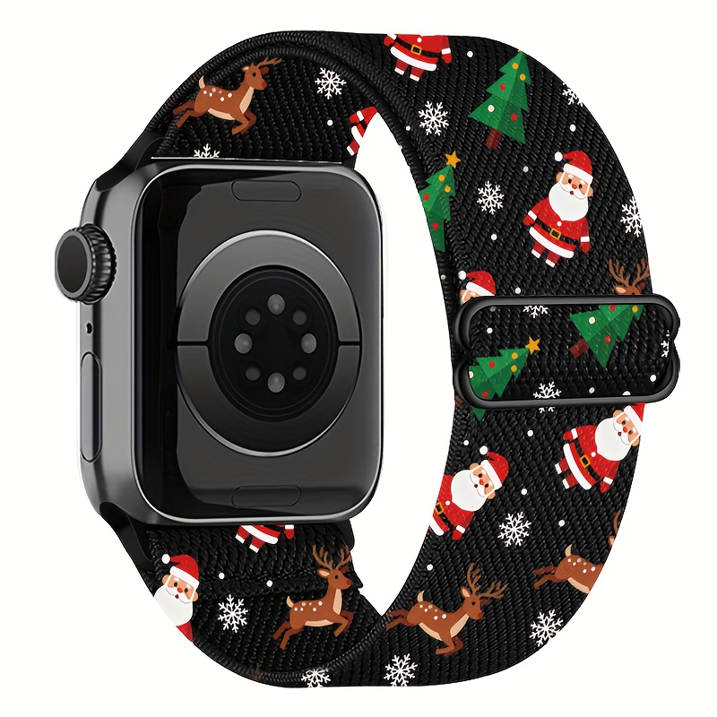 TEMU Bracelet de Montre Thème Noël Compatible avec Apple Watch 40mm, 38mm, 41mm, 42mm, 44mm, 45mm, 49mm. Mignons de Dessins Animés ( de Neige, , Père