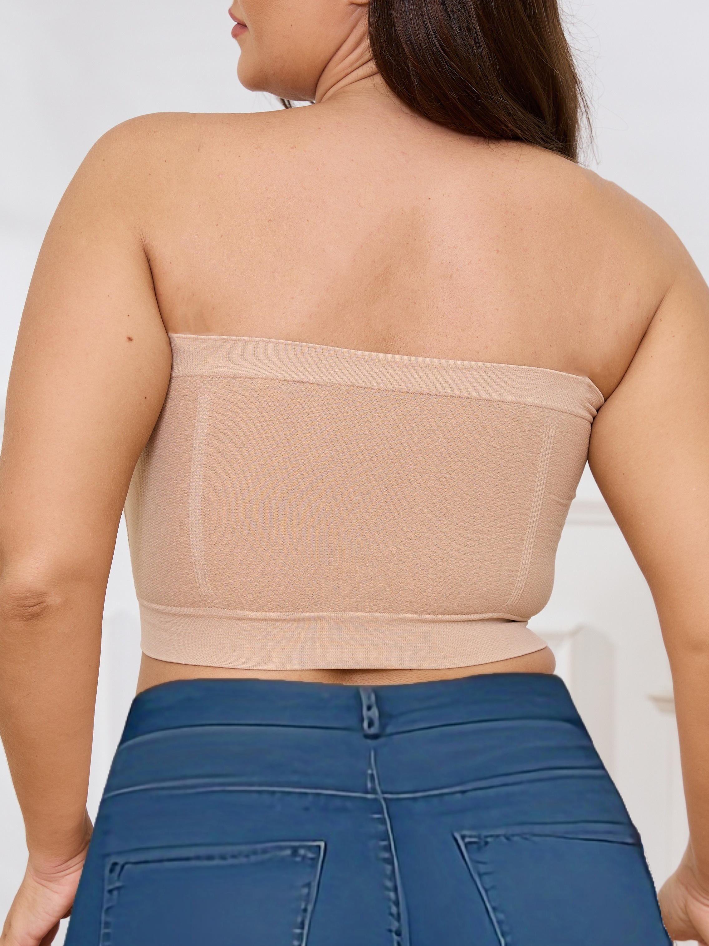 Plus Size Seamless Camisole, Comfortable No-Pad Bralette with Soft Breathable Fabric and Strapless Design