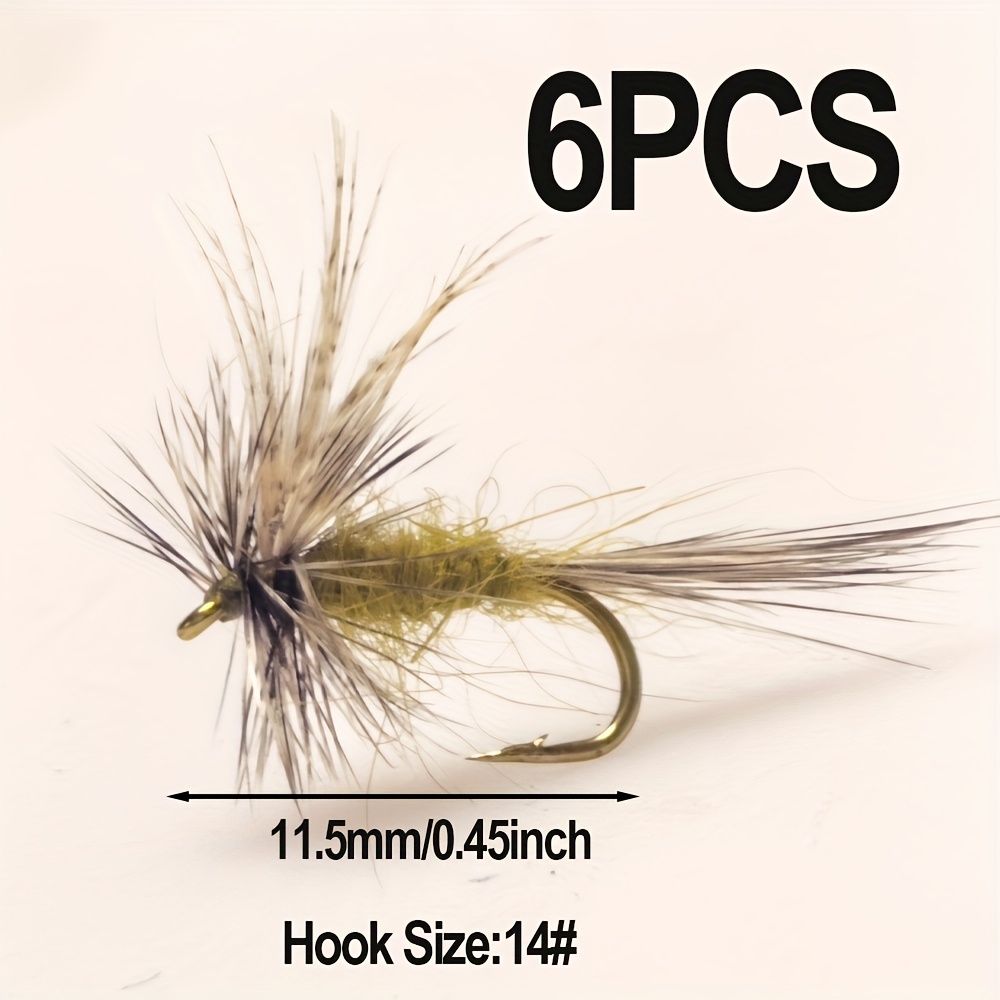 Image of 6pcs New Product Fly Fishing Flies Olive Dry Fly Adams Blue Winged Olive Trout Dry Fly Fishing Lure Bait