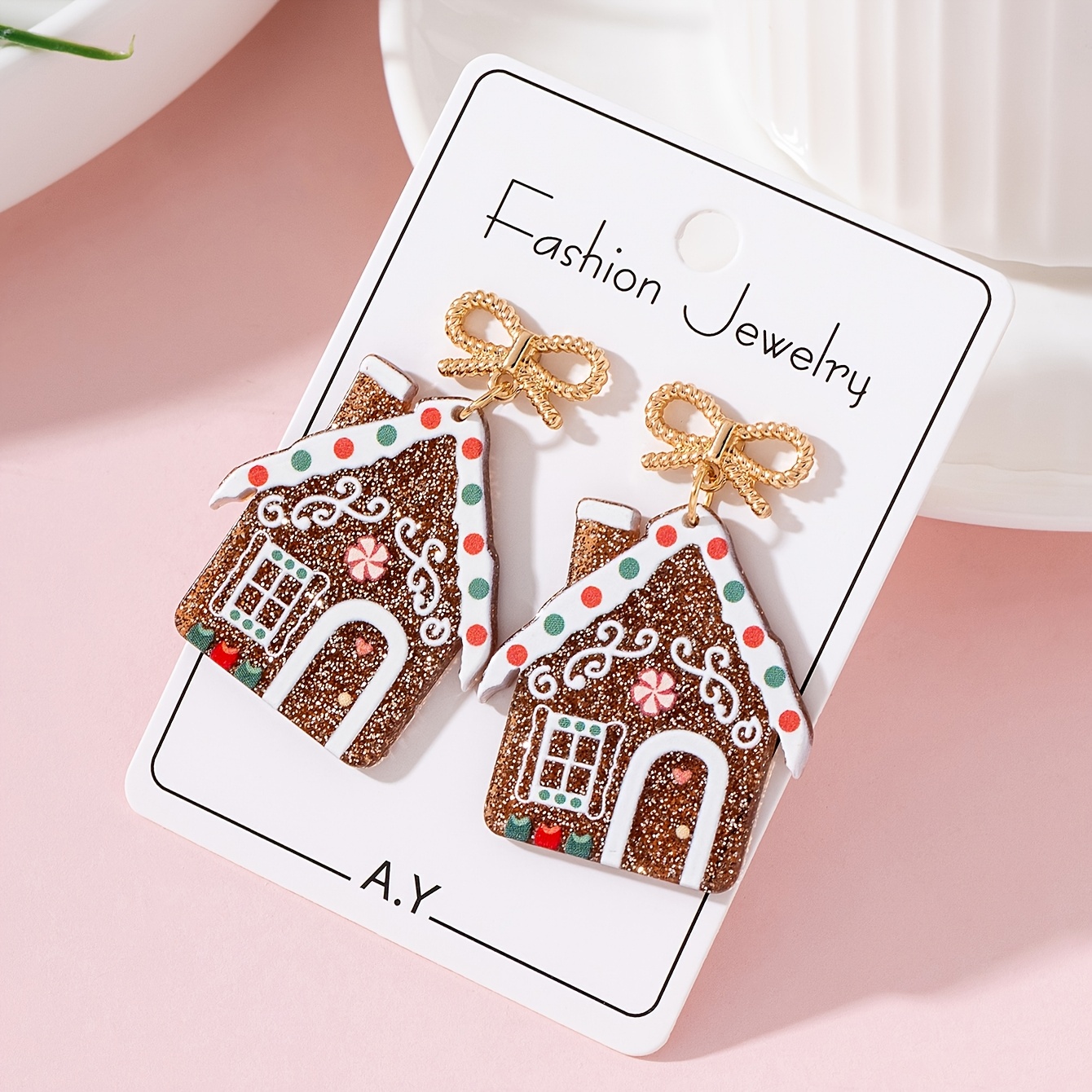 TEMU 1 Pair Of Christmas Cute Design Women's Fashion Drop Earrings, Holiday Party Gift