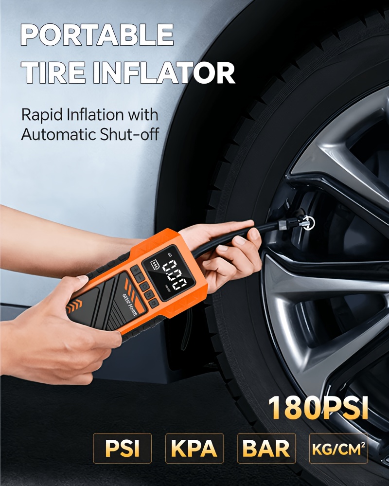 Upgraded 10-In-1 Multifunctional Portable Air Compressor, Equipped with 180 PSI Air Pump, Heavy-Duty Car Emergency Jump Start Kit, Emergency Starter Box for 5.0L Gasoline/101.44Oz Diesel, Portable Tire Inflator, 8000A Peak, 3 Modes Lighting