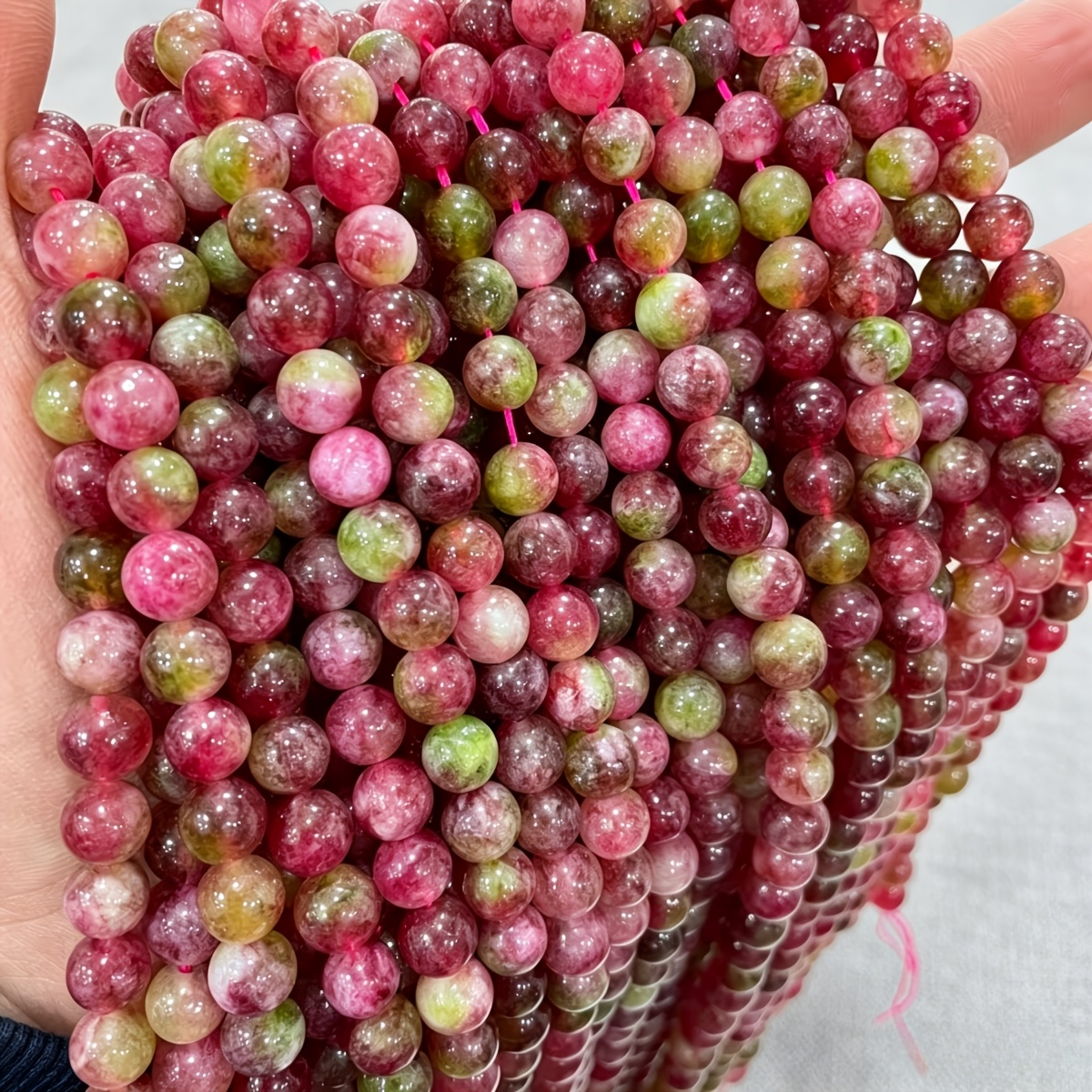 TEMU Watermelon Crystal Beads Jewelry Additions 4mm-10mm, Loose Beads, Natural Stone Beads, For Making Necklaces, Earrings And Bracelets. A For Craft