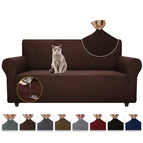 an european and sofa cover with corn grain jacquard featuring elastic full coverage this sofa protector is suitable for removable and washable cat scratch resistant and