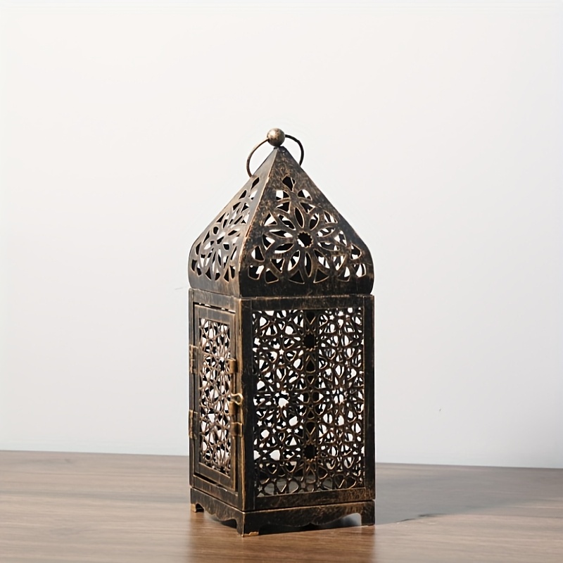TEMU Kit de Lanternes Métalliques Style Marocain /2 pièces, Porte-Bougies en Fer Artisanal , Décoration Festive pour Halloween, Saint-Valentin,