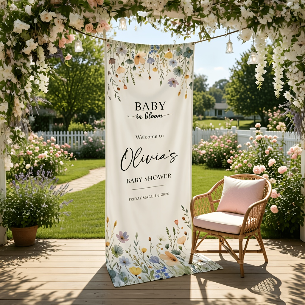 TEMU Shower Welcome Sign, Personalized Banner, Custom Backdrop Decor.decorative Side Ribbons Not Included. 50x150cm