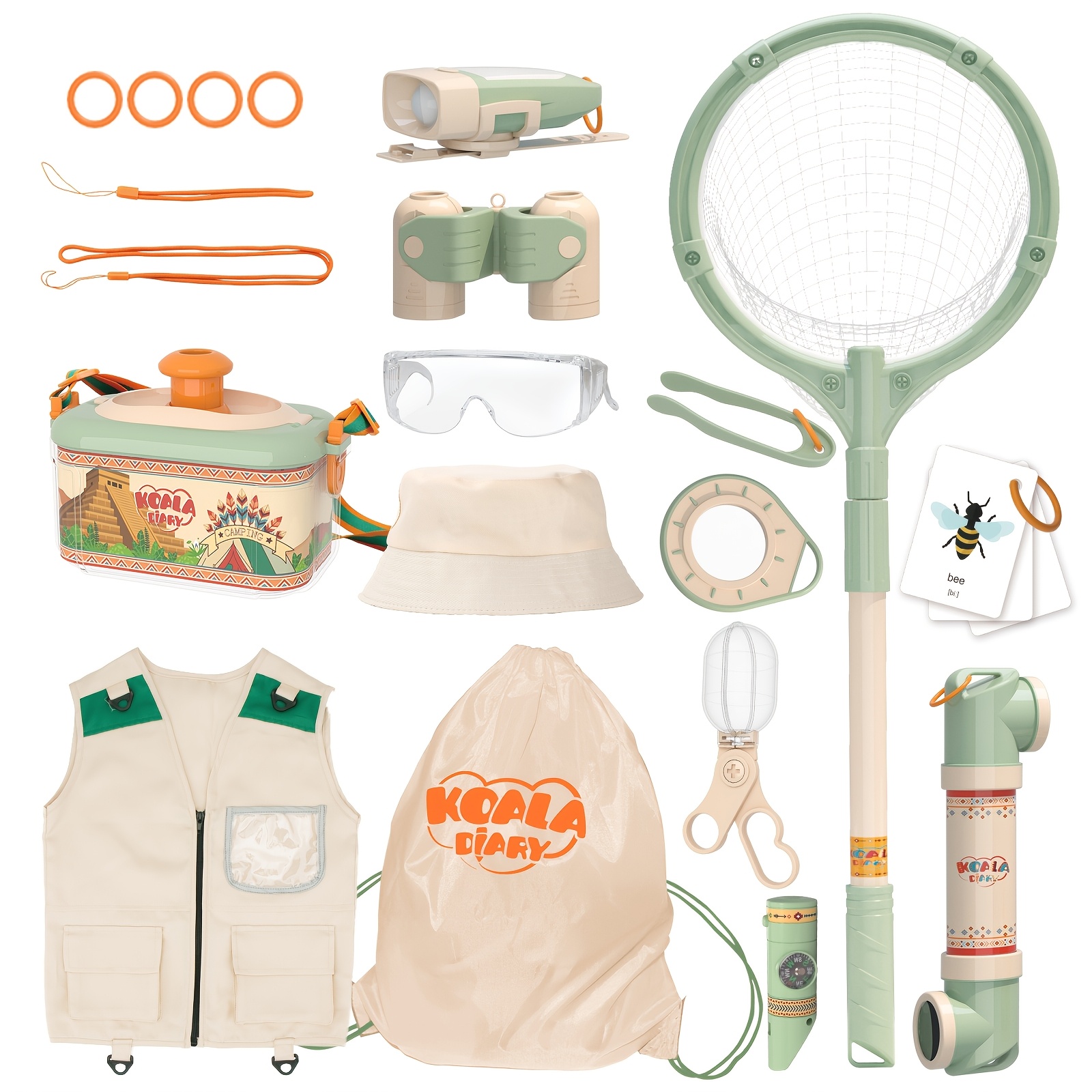 TEMU Kids Explorer Kit - Bug Catching Kit With Net, Insect, Binoculars, Vest, Hat, Goggles, Magnifier & Flashlight, Outdoor Nature Exploration For Boys Girls 3-12 Years Old