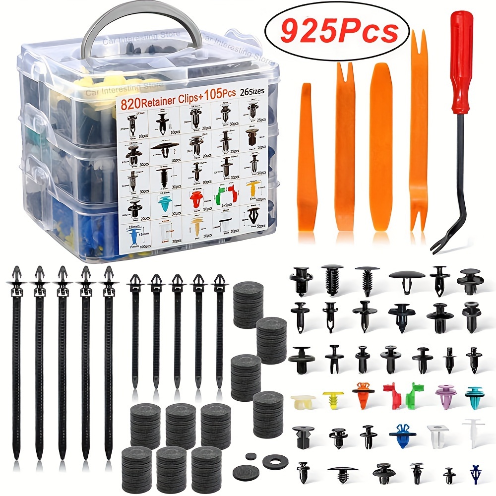 

820/925pcs Car Clips Kit Bumper Rivets Fasteners Type Pin Retainer Trim Kit Bumper Door Trim Panel Clips Repair