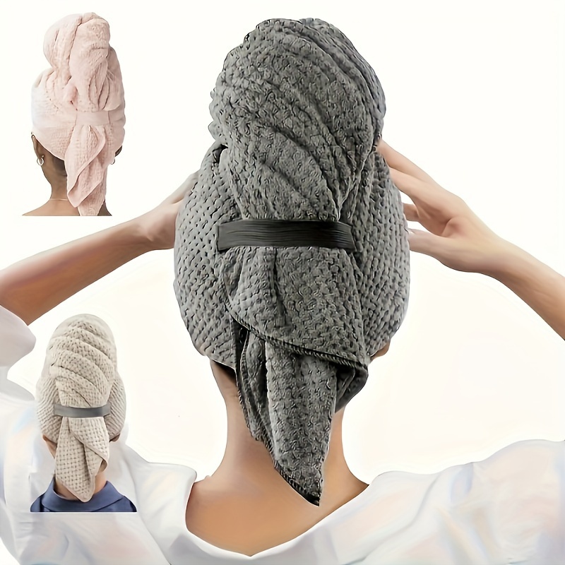 

Ultra-absorbent Quick-dry Hair Towel Wrap For Women - Soft Microfiber & Polyester , Ideal For Drying Curly & Long Hair, Solid Color With Hairband Closure, Microfiber Hair Towel