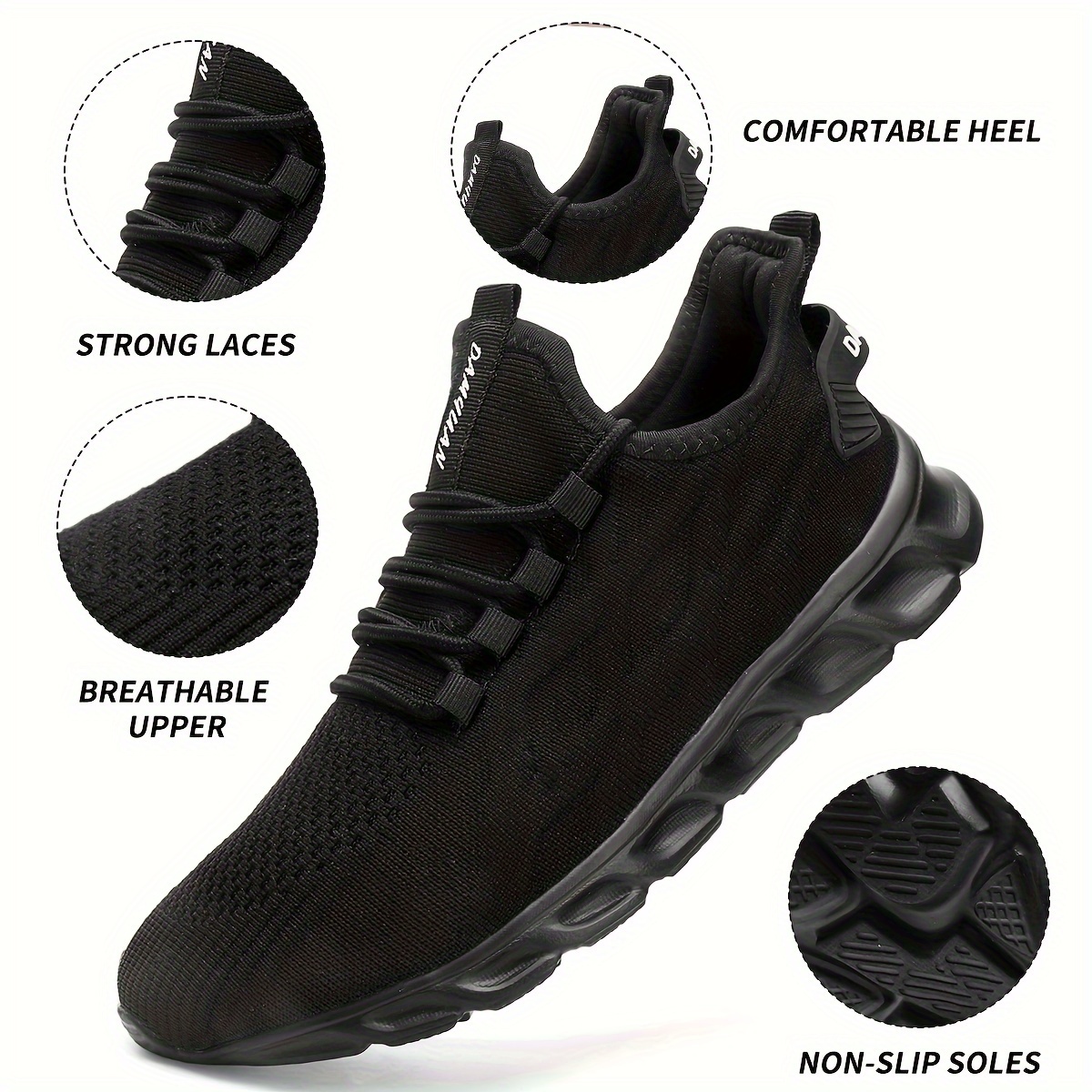

Trendy Solid Color Mesh Breathable Outdoor Sneakers, Wear Resistance Non Slip Flying Woven Shoes, Casual Versatile Lightweight Sports Running Shoes