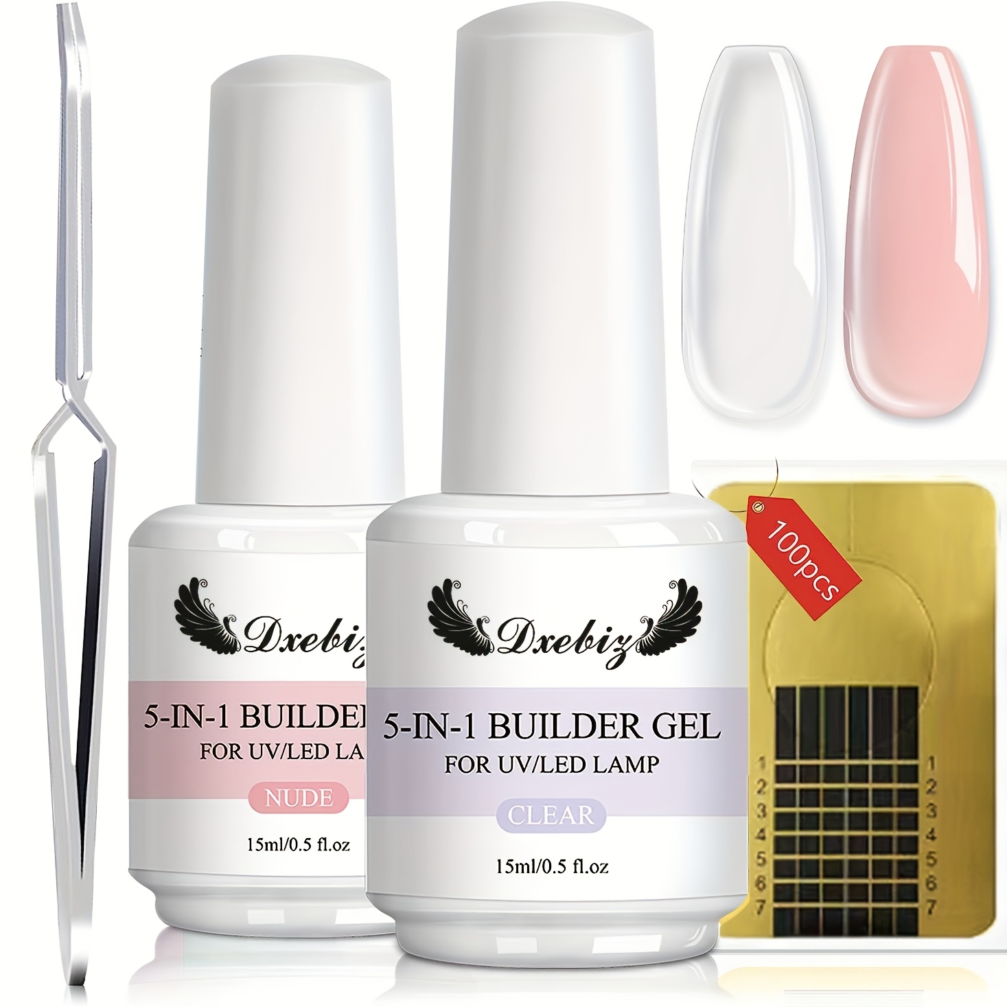 TEMU Construction Glue Nail Gel Kit -2 Colors 15ml Construction Agent Nail Gel Kit For Nail Extension, , , Diamond And Nail Art Design