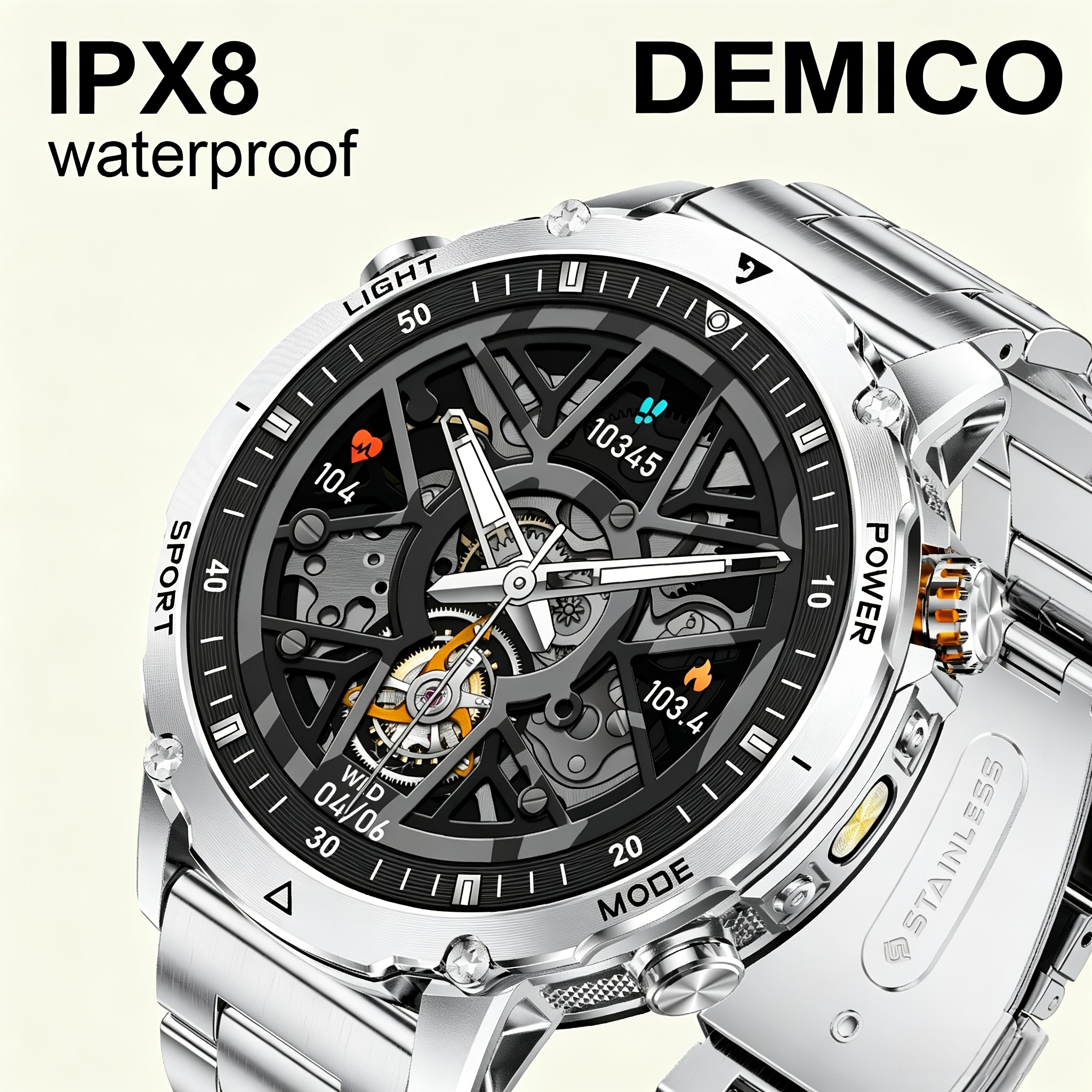 Image of Watch 1400mah Large Battery 1.7-inch Hd Calls Bluetooth Ipx8 Smartwatch For Iphone Sleep Monitor Led Light