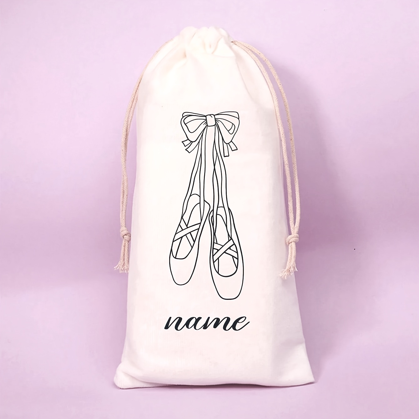 TEMU Customizable Name/text Ballet Shoe Gift Bag Soft And Durable Dance Shoe Storage Bag - Special Drawstring Storage Bag For Latin Dance Shoes, Safe